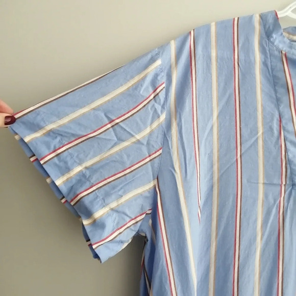 & Other Stories Striped Lyocell A-Line Midi Short Sleeve Shirt Dress Oversize 6 - Picture 5 of 15